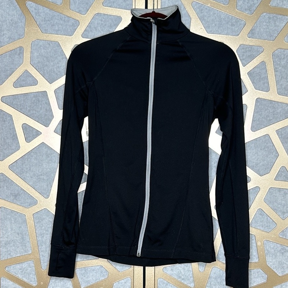 TEK GEAR Dry Tek Fitted Zip Front Jacket Black & Gray‎